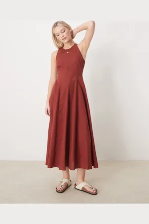 ASOS Midi jurk met naden in bordeauxrood