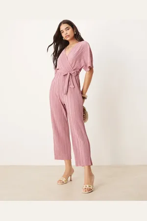 Y.A.S Plissé jumpsuit met overslag aan de voorkant in lilasroze