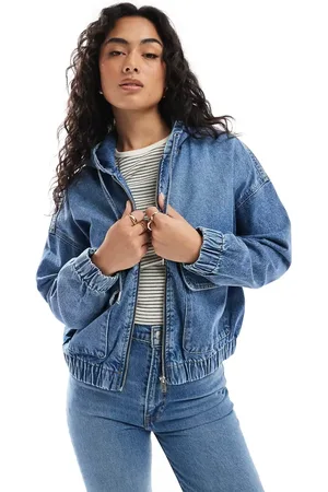 ONLY Denim jack met capuchon in middenblauw