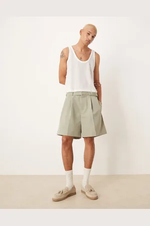 ASOS Nette wijde short met plooien aan de voorkant en riemdetail in