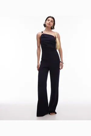 MANGO Jumpsuit met blote schouder met ringdetail in marineblauw