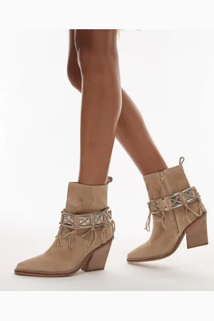 Bronx New-Kole - Western enkellaarzen met franjes in lichtbeige suède