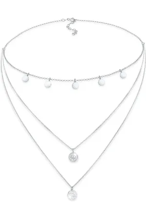 Elli Gelaagde choker met ronde vintage muntjes van 925 sterling in