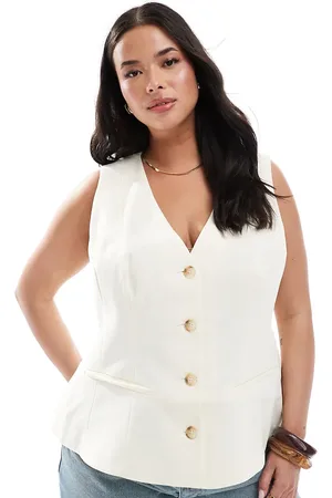 ASOS Curve - Gilet met peplum in lichtgeel