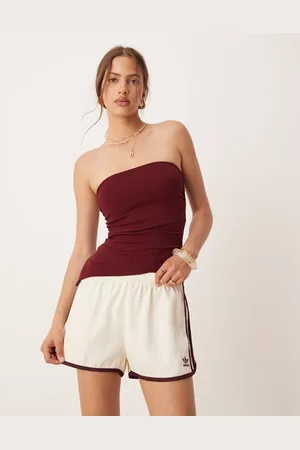 adidas Sprinter short met 3-stripes in crème en bordeauxrood