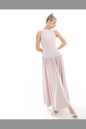 Abercrombie & Fitch Mouwloze midi jurk met verlaagde taille in roze
