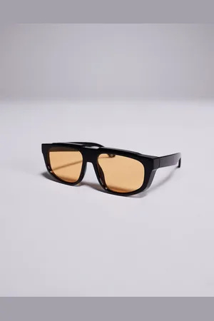 ASOS Pilotenzonnebril in zwart met amberkleurige glazen - ZWART