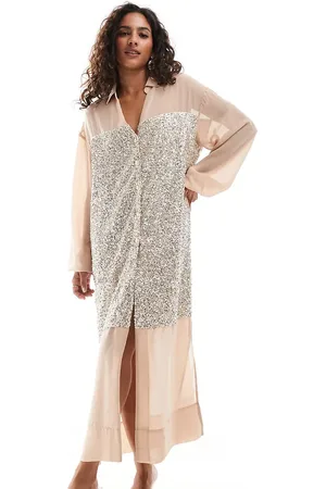 Never Fully Dressed Petite - Lila - Midaxi overhemdjurk met lovertjes in