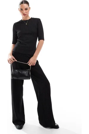 French Connection Regina - Broek met wijde pijpen in met krijtstreep, deel van co-ord set