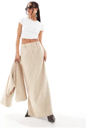4th & Reckless Maxirok van wolmix in beige, deel van co-ord set