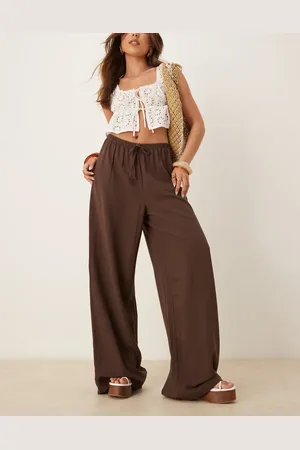 ASOS Broek met linnenlook en elastische taille