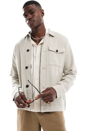 Threadbare Linnenrijk jack met knopen in stone