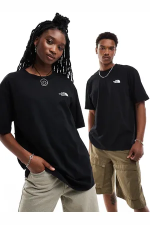 The North Face Oversized T-shirt met geschetste bergprint op de achterkant in