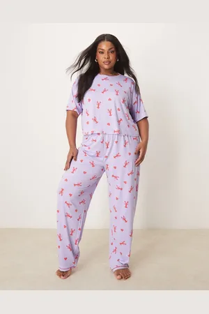 Urban Threads Curve - Broek met print van kreeften en hartjes, deel van co-ord set