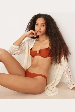 MANGO Bikinibroekje met hoge taille in brons