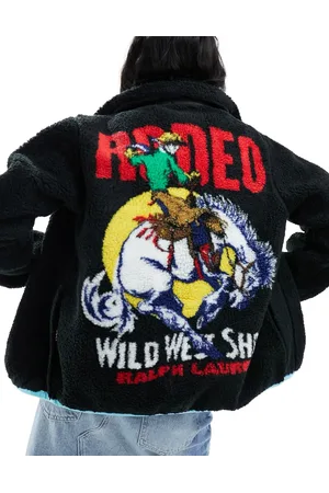 Ralph Lauren Sherpa borg jack met rodeo-print op de achterkant in