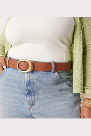 ASOS ASOS DESIGN Curve - Jeans riem met ovale gesp in lichtbruin