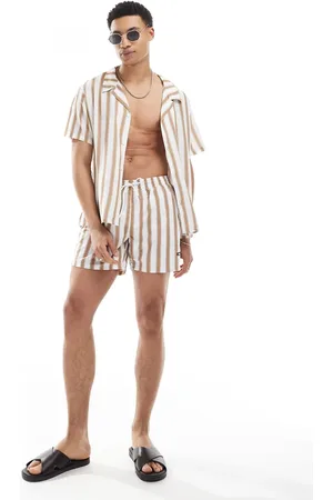 HUGO BOSS Boss - Gestreepte zwemshort van co-ord set in beige met