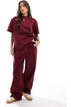 ASOS Oversized joggingbroek met wijde pijpen in bordeauxrood, deel van co-ord set