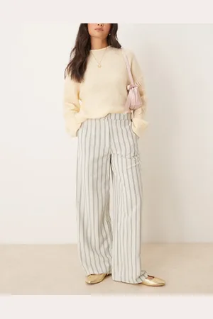 ASOS Elegante ruimvallende broek met rechte pijpen en strepen in saliegroen