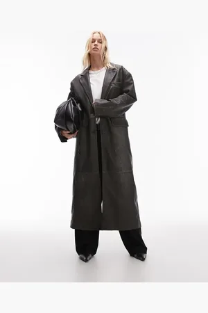 Topshop Premium - Jas van echt leer met wassing in
