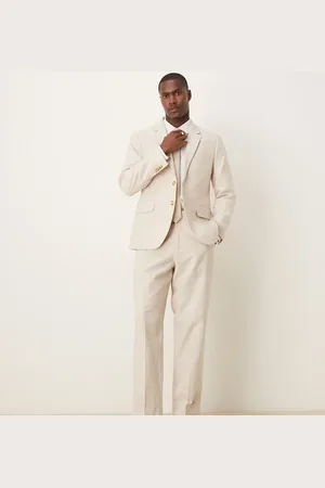 Abercrombie & Fitch Klassieke pantalon van linnenmix in crème, deel van co-ord set