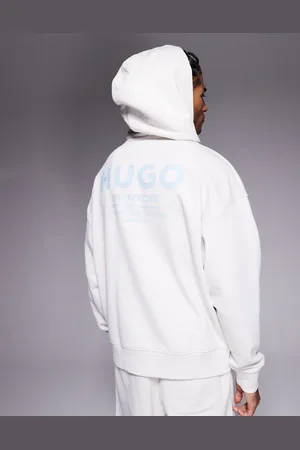 Hugo Blue Losse hoodie in stone met blauw logo, deel van co-ord set