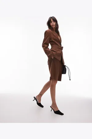 ASOS Elegante bermudashort met wijde pijpen in chocoladebruin, deel van co-ord set