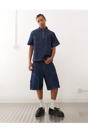 Reclaimed Denim timmermansshort met krijtstreep in , deel van co-ord set