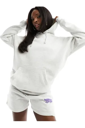 Missyempire Miissy Empire - Oversized hoodie met logo op de rug in gemêleerd lichtgrijs, deel van co-ord set