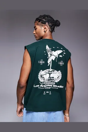 ASOS Rechte oversized tanktop met print in donkergroen