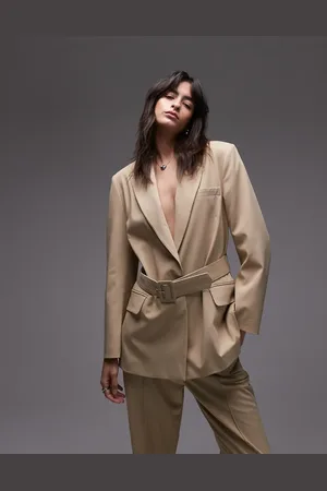 ASOS Oversized blazer met riem in licht camel