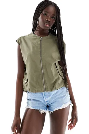 ONLY Gilet met bolle zoom in kaki