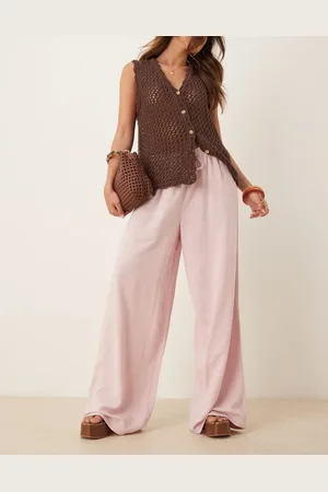 ASOS Broek met linnenlook en elastische taille