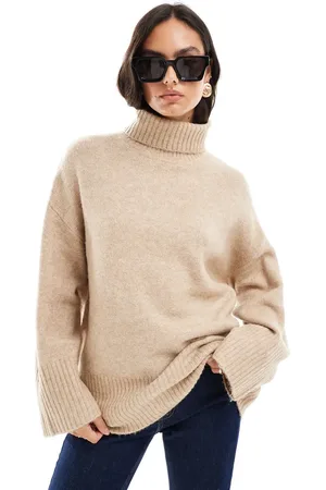 JJXX Oversized gebreide coltrui met textuur in crème