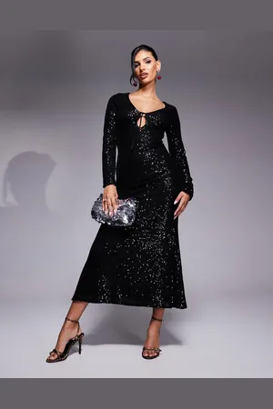 In The Style X Perrie Sian - Gehaakte mini-jurk met uitsnijding, strik en lovertjes in