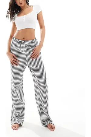 4th & Reckless Casual gestreepte broek van katoen met wijde pijpen in blauw