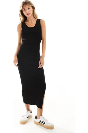 MANGO Mouwloze midi jurk van jersey in