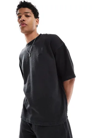 Pull&Bear Jersey T-shirt in zwart met wassing, deel van co-ord set
