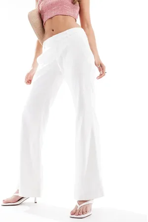 Hollister Baggy flare broek van linnenmix met lage taille in