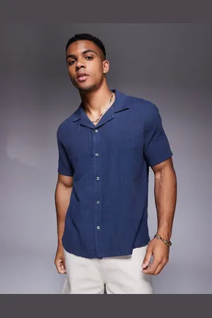 Abercrombie & Fitch Overhemd van linnenmix met textuur en korte mouwen in