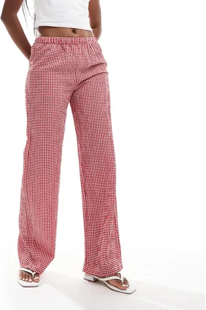 Pull&Bear Broek met elastische taille en gingham ruiten in