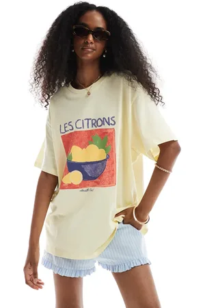 VERO MODA Oversized T-shirt met boyfriend-pasvorm en grafische Les Citrons-print in