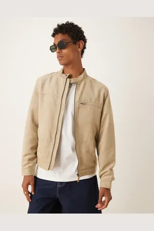 MANGO Bikerjack met suède-look in beige