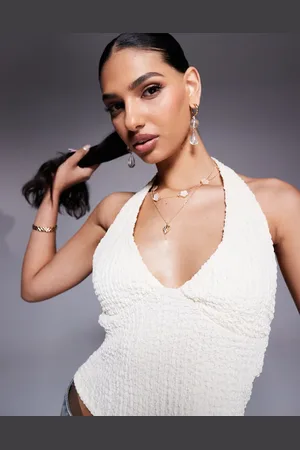 ASOS Haltertop met textuur in ivoorwit