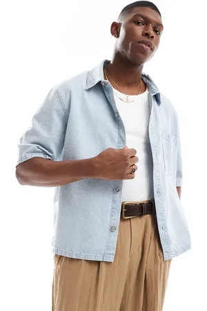 Bershka Gestreept denim overhemd in