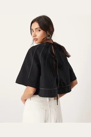 ASOS Top van keperstof met naaddetail en gestrikte achterkant in