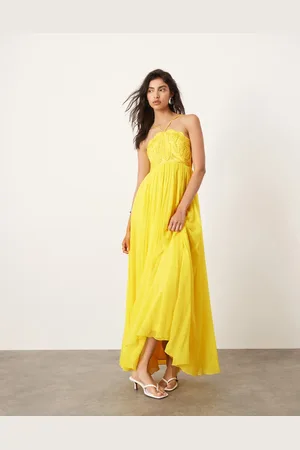 ASOS Satijnen maxi jurk met cornelli-borduurwerk en rok van chiffon in
