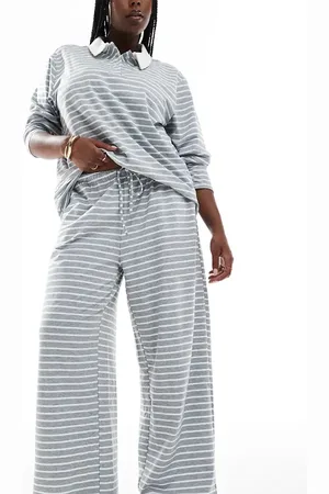 VERO MODA Gestreepte broek van jersey met wijde pijpen in , deel van co-ord set
