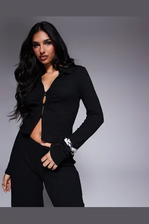 ASOS Overhemd met lange mouwen, textuur en knoopsluiting in , deel van co-ord set
